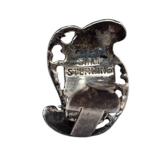 Siam Sterling Silver Red Enamel Goddess Clip-On Vintage Earrings - Picture 5 of 6